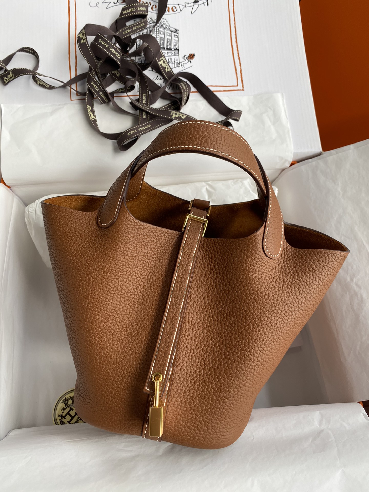 Hermes Picotin Lock 18 Bag In Brown Clemence Leather